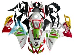 White Red Green Yellow Alitalia - Aprilia RS4 50 / RS50 (2011-2017) ABS Fairings — Style FE36 | Apex Fairings — view 1