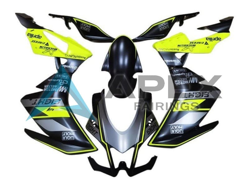 Matte Black Grey Yellow - Aprilia RSV4 1000 (2016-2020) ABS Fairings | Apex Fairings