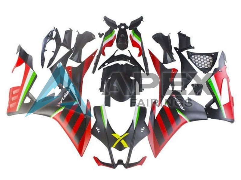 Matte Black Red Green Stripe - Aprilia RSV4 1000 (2016-2020) ABS Fairings | Apex Fairings