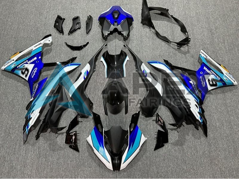 White Blue Matte Black Motul - BMW S1000RR (2023-2024) ABS Fairings | Apex Fairings
