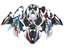 White Blue Red Matte Black - BMW S1000RR (2023-2024) ABS Fairings — Style FE37 | Apex Fairings — view 1