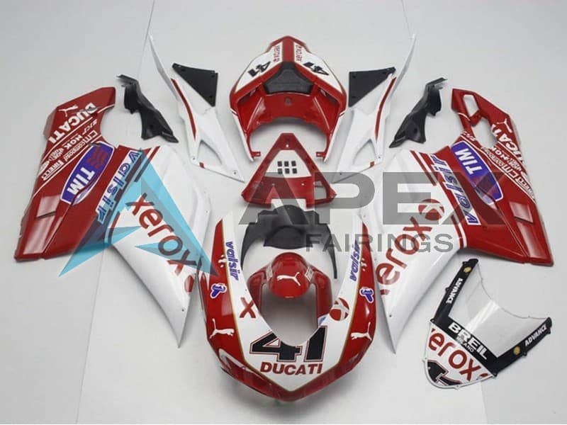 White Red Glossy Black Valsir Xerox OEM Style 41 - Ducati 1098 (2007-2009) ABS Fairings | Apex Fairings