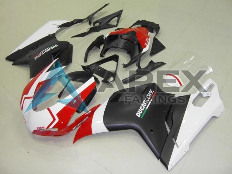 White Red Matte Black Coe - Ducati 1098 (2007-2009) ABS Fairings | Apex Fairings