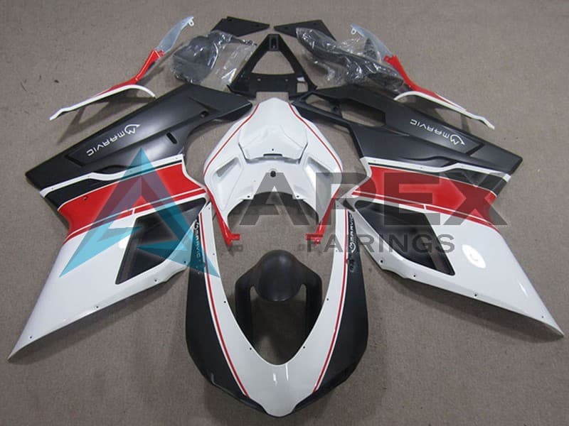 White Red Matte Black Marvic - Ducati 1098 (2007-2009) ABS Fairings | Apex Fairings