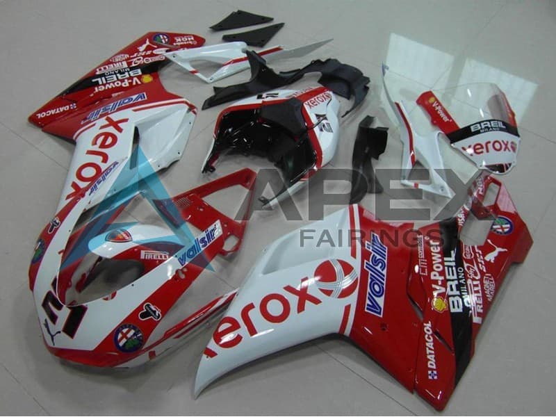 White Red Glossy Black Valsir Xerox OEM Style 21 - Ducati 1198 (2009-2011) ABS Fairings — Style FE52 | Apex Fairings