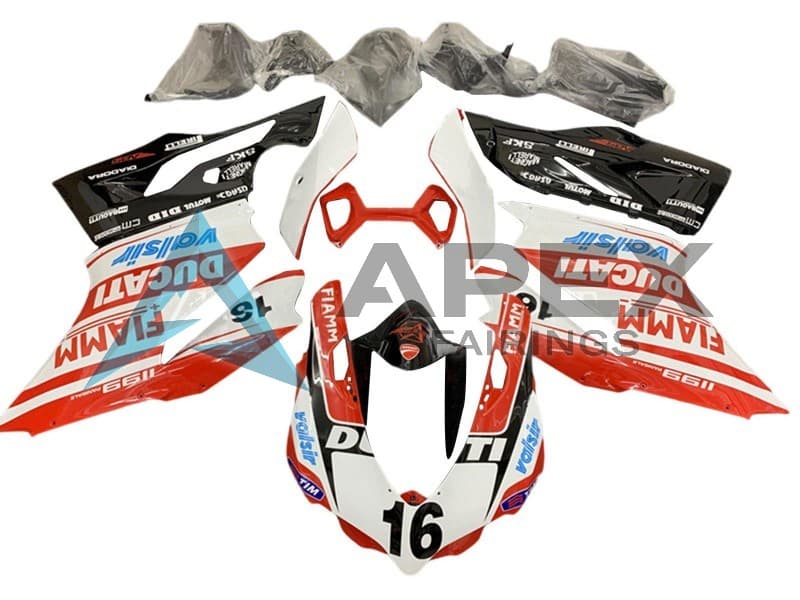 White Red Glossy Black Valsir Fiamm Ficc 16 - Ducati 1199 Panigale (2012-2014) ABS Fairings | Apex Fairings