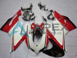 White Red Green Glossy Black - Ducati 1199 Panigale (2012-2014) ABS Fairings — Style FE70 | Apex Fairings — view 1
