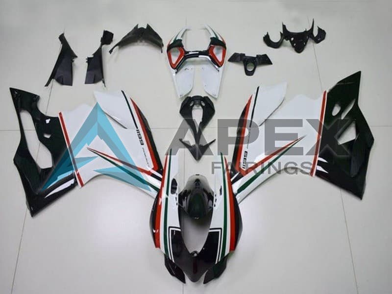 White Red Green Glossy Black - Ducati 1199 Panigale (2012-2014) ABS Fairings — Style FE71 | Apex Fairings
