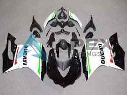White Red Green Glossy Black - Ducati 1299 Panigale (2015-2018) ABS Fairings — Style FE28 | Apex Fairings — view 1