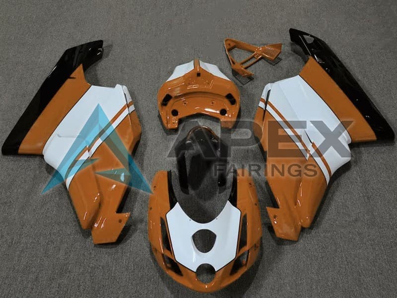 White Orange Glossy Black - Ducati 749 (2003-2004) ABS Fairings | Apex Fairings