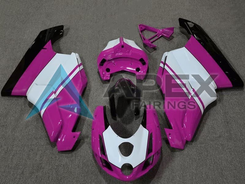 White Pink Glossy Black - Ducati 749 (2003-2004) ABS Fairings | Apex Fairings