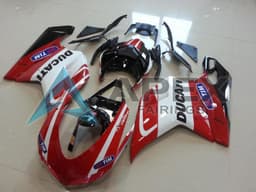 White Red Glossy Black Tim - Ducati 848 (2007-2014) ABS Fairings | Apex Fairings — view 1