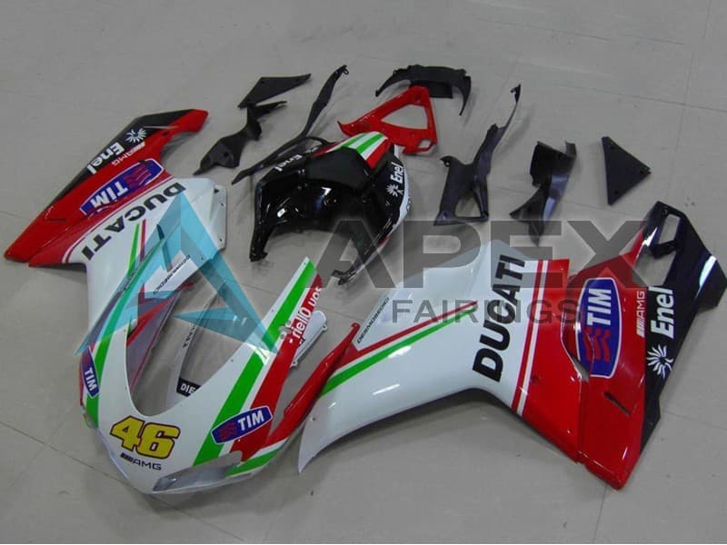 White Red Green Glossy Black Yellow 46 - Ducati 848 (2007-2014) ABS Fairings | Apex Fairings