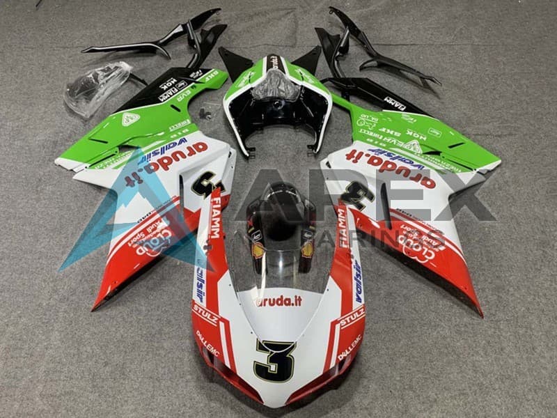 White Red Green Valsir 3 - Ducati 848 (2007-2014) ABS Fairings | Apex Fairings
