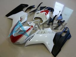 White Red Matte Black - Ducati 848 (2007-2014) ABS Fairings | Apex Fairings — view 1