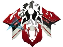 White Red Glossy Black Dunlop - Ducati 899 Panigale (2013-2015) ABS Fairings | Apex Fairings — view 1
