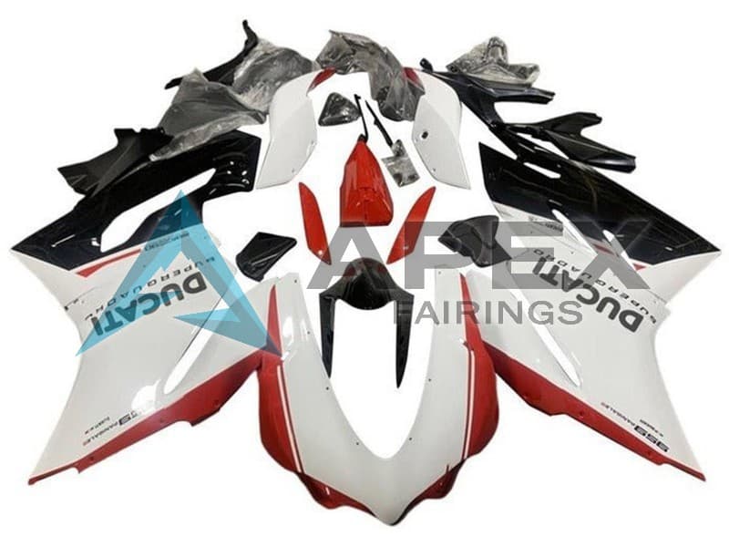 White Red Glossy Black - Ducati 959 Panigale (2016-2019) ABS Fairings — Style FE25 | Apex Fairings