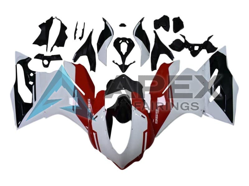 White Red Glossy Black - Ducati 959 Panigale (2016-2019) ABS Fairings — Style FE26 | Apex Fairings