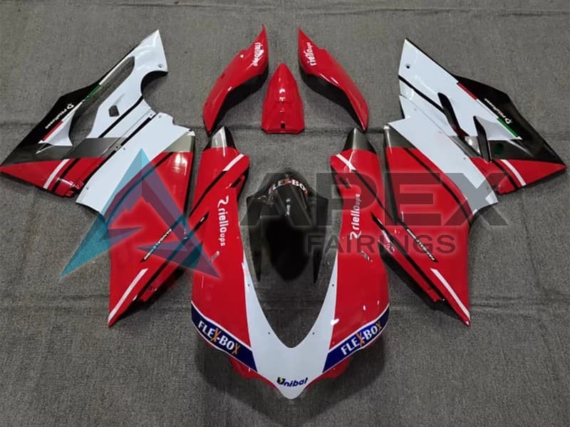 White Red Glossy Black Unibat Flex-Box - Ducati 959 Panigale (2016-2019) ABS Fairings — Style FE29 | Apex Fairings