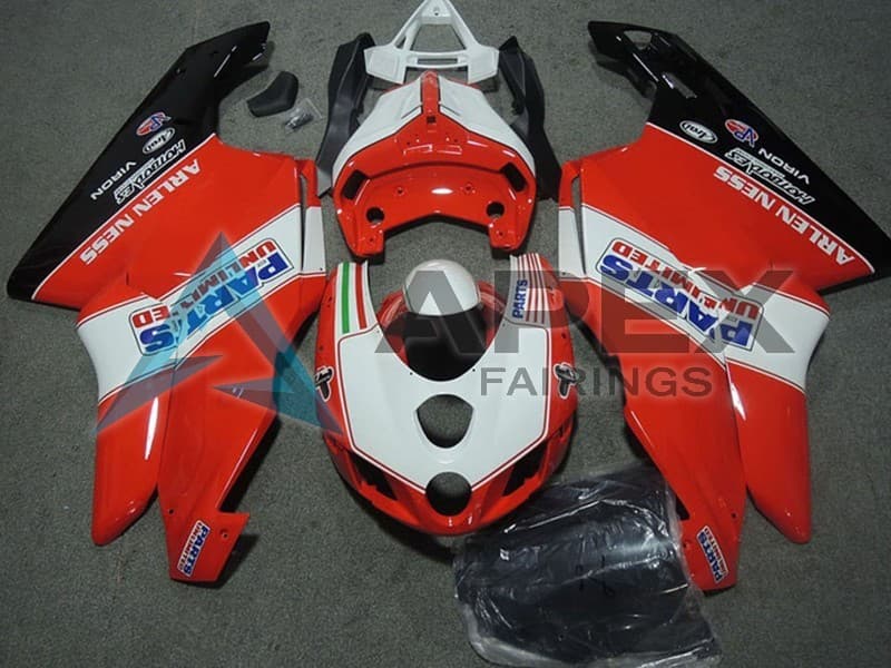 White Red Glossy Black Parts Unlimited - Ducati 999 (2003-2004) ABS Fairings | Apex Fairings