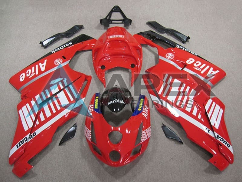 Red White Glossy Black Alice Sandisk - Ducati 999 (2005-2006) ABS Fairings | Apex Fairings