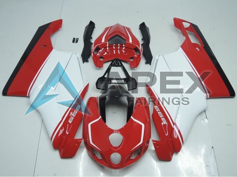 White Red Glossy Black - Ducati 999 (2005-2006) ABS Fairings | Apex Fairings