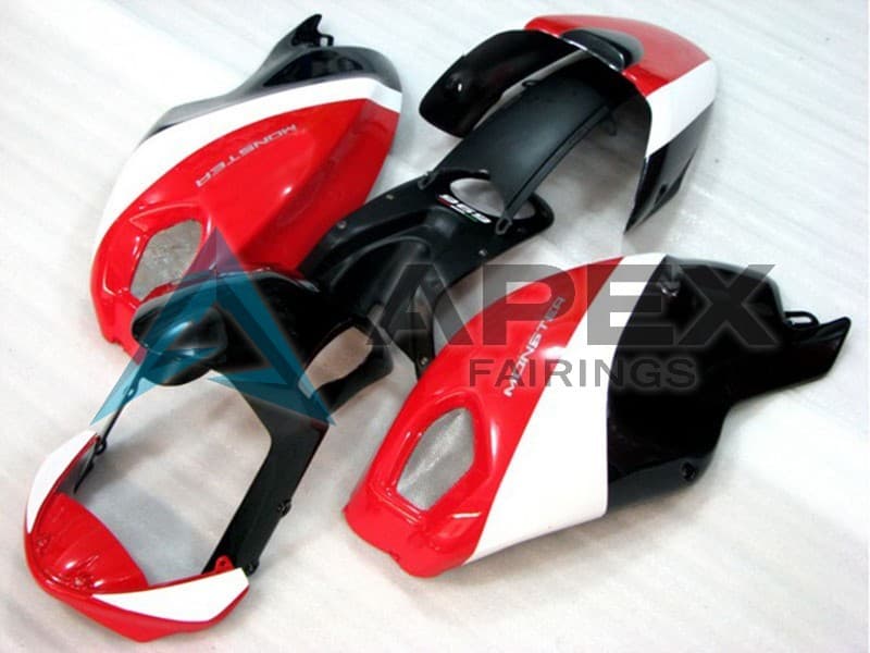 White Red Glossy Black - Ducati Monster 696 (2008-2014) ABS Fairings — Style FE36 | Apex Fairings