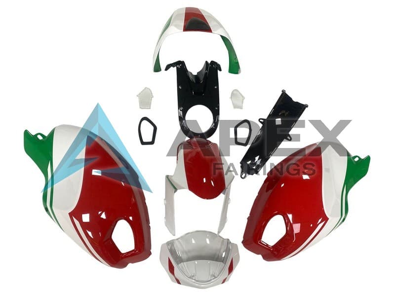 White Red Green - Ducati Monster 796 (2010-2014) ABS Fairings — Style FE26 | Apex Fairings