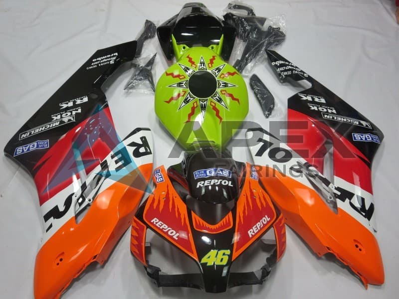 Yellow Red White Glossy Red Bull Repsol HRC - Honda CBR1000RR Fireblade SC57 (2004-2005) ABS Fairings | Apex Fairings