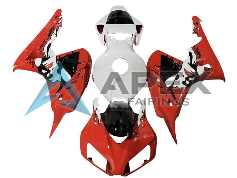 White Red Glossy Black - Honda CBR1000RR Fireblade SC57 II (2006-2007) ABS Fairings — Style FE226 | Apex Fairings