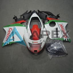 White & Green with Castrol Logo - Honda CBR1100XX SuperBlackBird (1996-2007) ABS Fairings | Apex Fairings — view 1