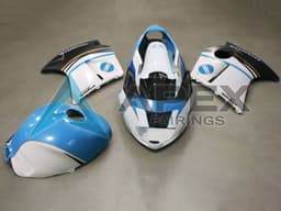 White Blue Black Konica Minolta - Honda CBR1100XX Super Blackbird SC35 (1996-2007) ABS Fairings | Apex Fairings — view 1