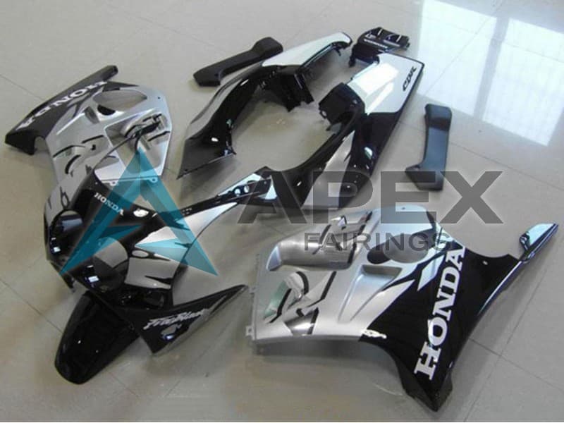 Silver Glossy Black - Honda CBR250R MC19 (1988-1989) ABS Fairings | Apex Fairings