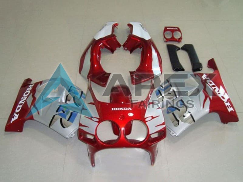 Silver White Red - Honda CBR250R MC19 (1988-1989) ABS Fairings | Apex Fairings