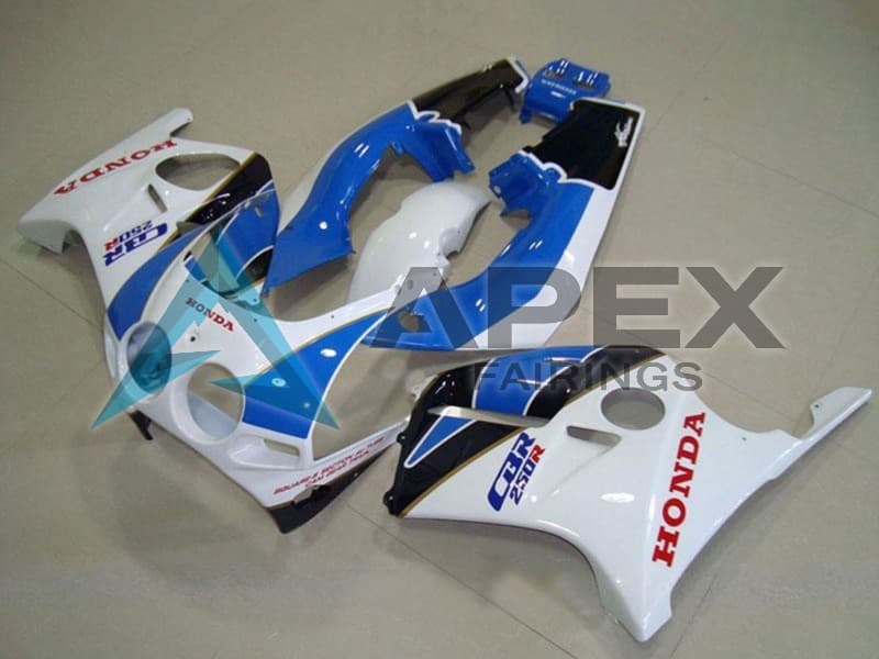 White Light Blue Glossy Black - Honda CBR250R MC19 (1988-1989) ABS Fairings — Style FE17 | Apex Fairings