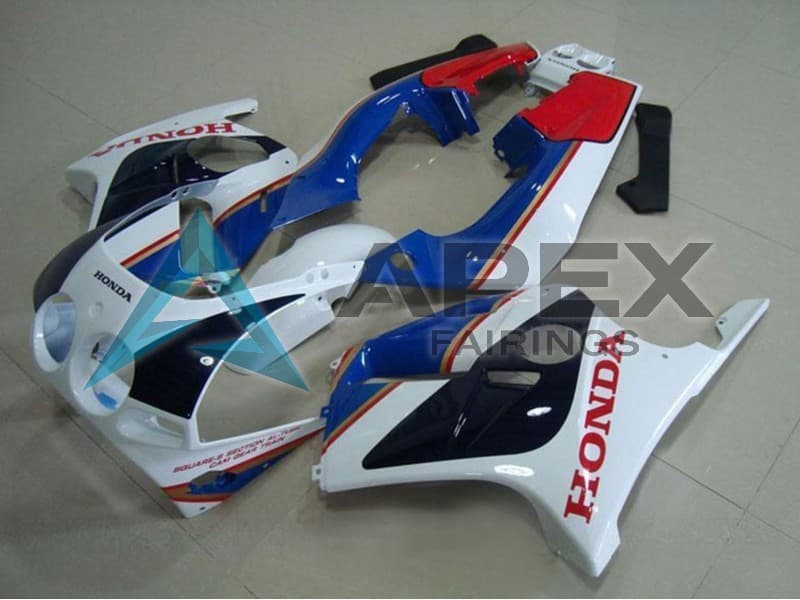 White Red Blue Glossy Black - Honda CBR250R MC19 (1988-1989) ABS Fairings | Apex Fairings