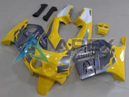 White Yellow Silver - Honda CBR250R MC19 (1988-1989) ABS Fairings | Apex Fairings — view 1