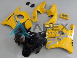 Yellow Glossy Black - Honda CBR250RR MC22 (1990-1996) ABS Fairings — Style FE55 | Apex Fairings — view 1