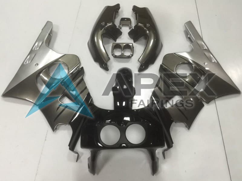 Silver Grey Glossy Black - Honda CBR400RR NC29 (1990-1999) ABS Fairings | Apex Fairings