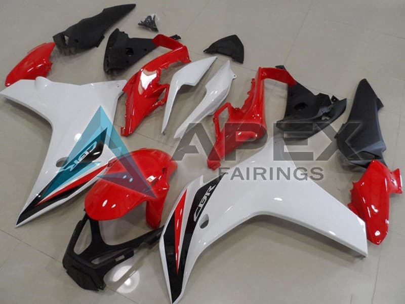 White Red Glossy Black - Honda CBR600F (2011-2013) ABS Fairings — Style FE16 | Apex Fairings