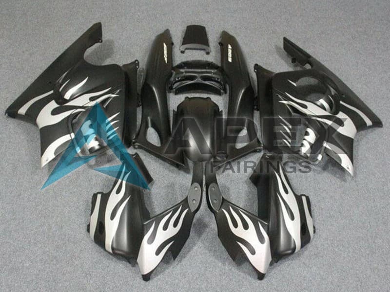 White Matte Black Flame - Honda CBR600 F3 (1997-1998) ABS Fairings | Apex Fairings