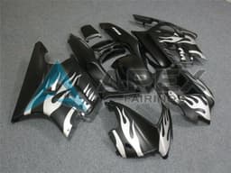 White Matte Black Flame - Honda CBR600 F3 (1997-1998) ABS Fairings | Apex Fairings — view 3