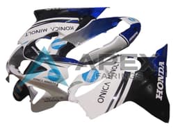 White Blue Glossy Black Konica Minolta - Honda CBR600 F4 (1999-2000) ABS Fairings — Style FE21 | Apex Fairings — view 1