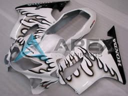 White Glossy Black Flame - Honda CBR600 F4 (1999-2000) ABS Fairings | Apex Fairings — view 1