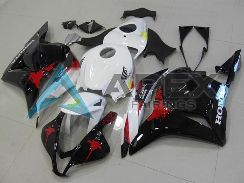 White Red Glossy Black - Honda CBR600RR (2009-2012) ABS Fairings — Style FE204 | Apex Fairings