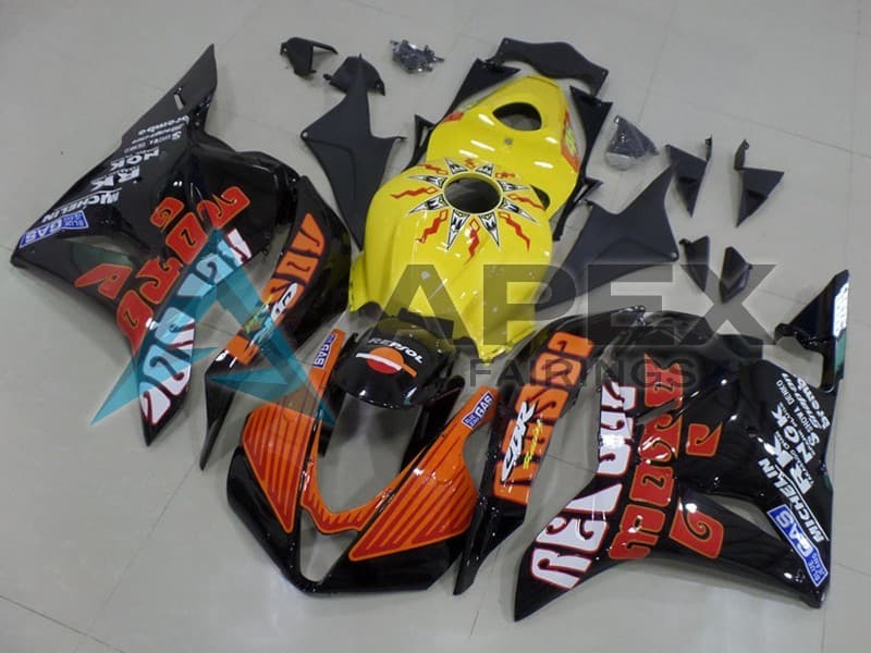 Yellow Orange Glossy Black Rossi Racing - Honda CBR600RR (2009-2012) ABS Fairings | Apex Fairings