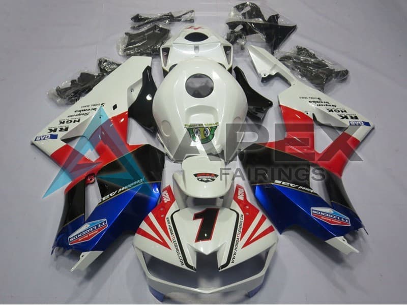 White Red Blue Black Number 1 - Honda CBR600RR EURO Spec (2013-2023) ABS Fairings | Apex Fairings