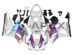 White Red Blue HRC - Honda CBR600RR EURO Spec (2013-2023) ABS Fairings — Style F119 | Apex Fairings — view 1