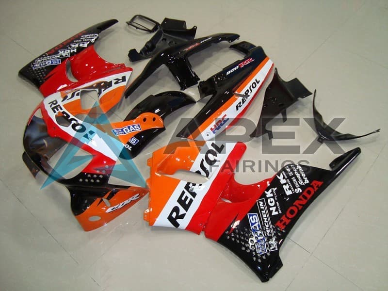Orange White Red Glossy Black HRC Repsol - Honda CBR900RR CBR893RR SC28 (1994-1995) ABS Fairings | Apex Fairings