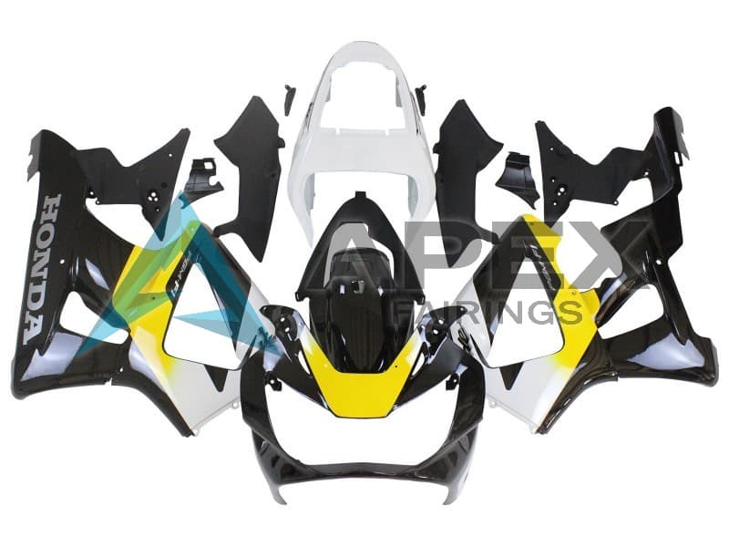 White Yellow Glossy Black - Honda CBR900RR CBR929RR SC44 (2000-2001) ABS Fairings | Apex Fairings